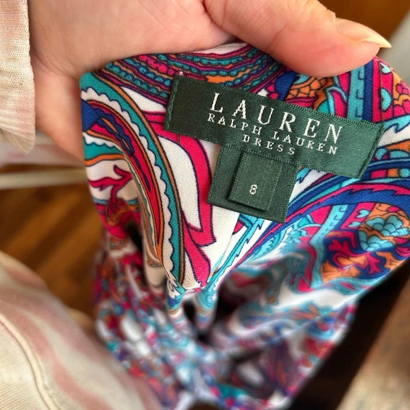 RALPH LAUREN PAISLEY DRAPE NECK DRESS - Picture 3 of 4